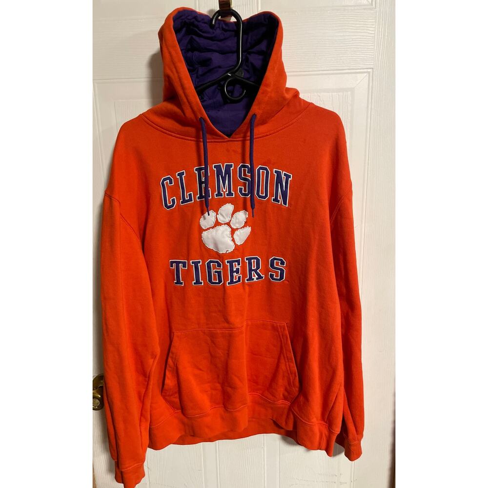 NWOT Colosseum Clemson Tigers Orange Purple Paw Print Hoodie Men's Size XL